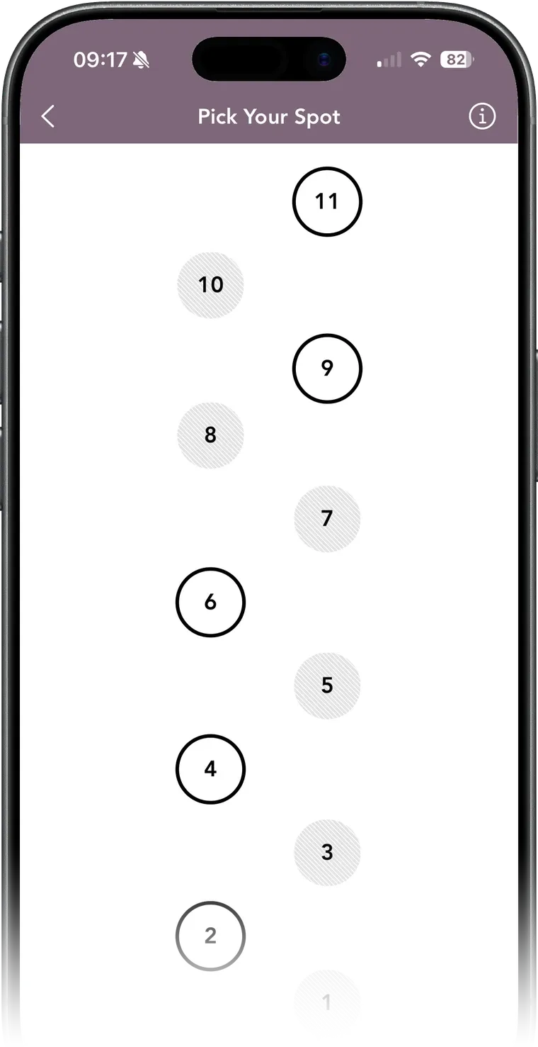 The Align Studio app's Pick Your Spot floor map